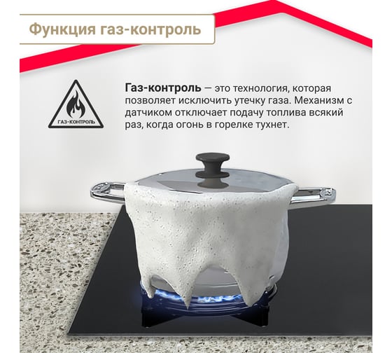 Газовая варочная панель SImfer газ-контроль, газ на стекле H60K40S000