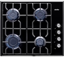 Газовая варочная панель SImfer решётки LAMA, автоподжиг, черный H60Q40B412