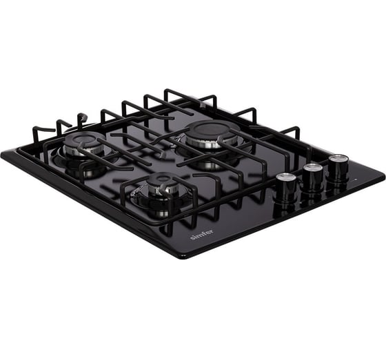 Газовая варочная поверхность SImfer решётки LAMA, газ-контроль, черный H45V35B571