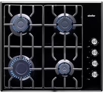 Газовая варочная панель SImfer решётки LAMA, газконтроль, автоподжиг, черная H60Q40B511