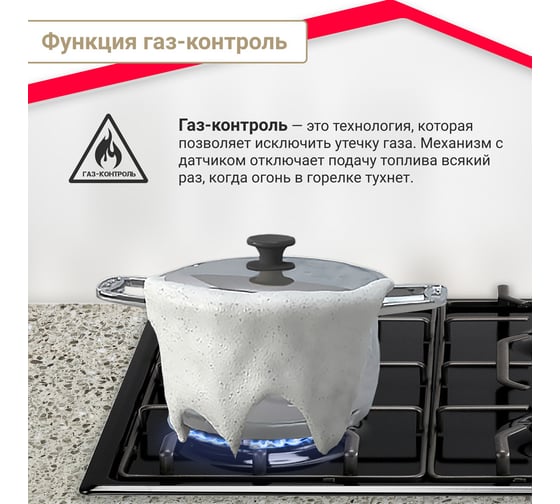 Газовая варочная панель SImfer решётки LAMA, газконтроль, автоподжиг, черная H60Q40B570