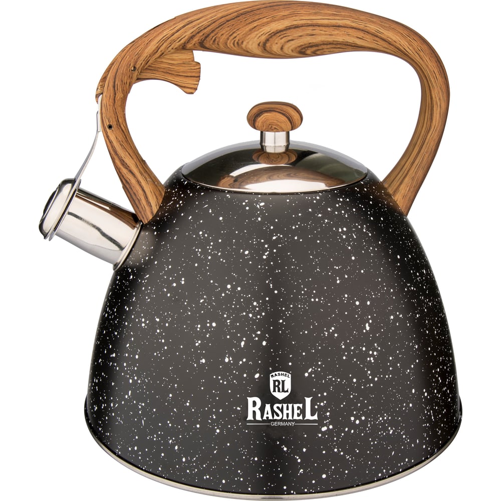 Чайник из нержавеющей стали RASHEL 3 л, со свистком, чёрный М-7147 ...