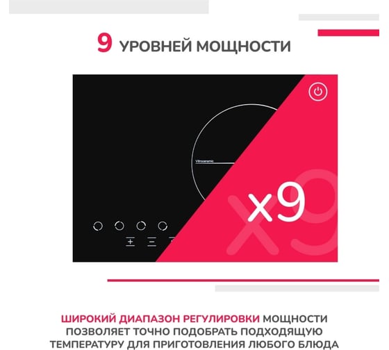 Электрическая варочная панель SImfer 9 уровней мощности, защита от детей H60D14B011