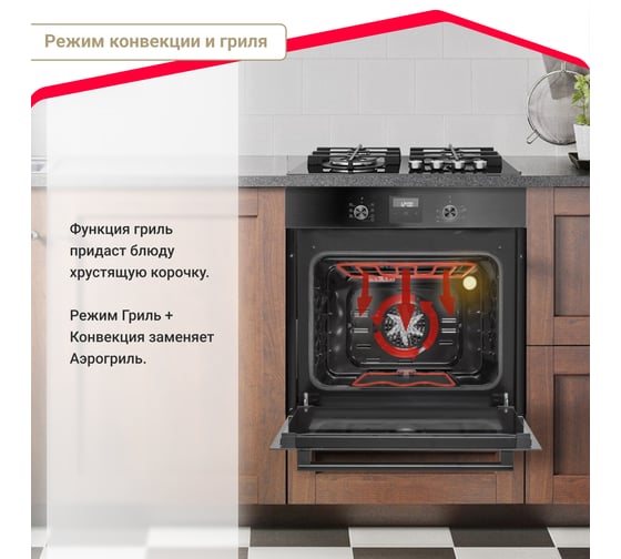 Электрический духовой шкаф SImfer 7 режимов работы, конвекция, гриль B6EB56070