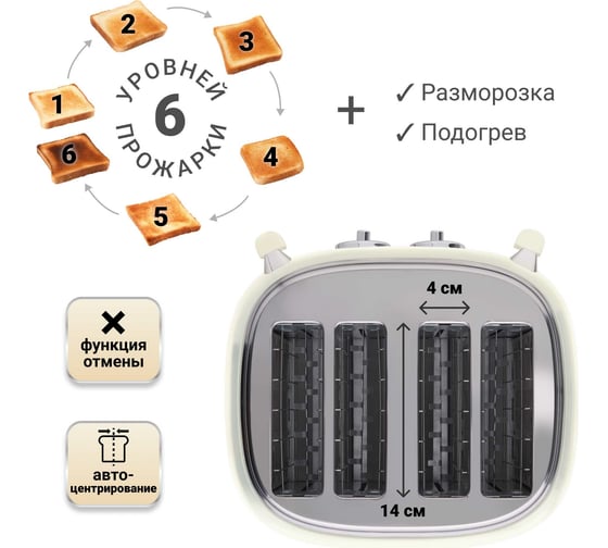 Тостер TESLER TT-445 BEIGE 00000202558