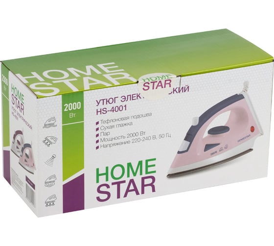 Утюг Homestar HS-4001 белый 2000Вт пар тефлоновая подошва 00 2664 002664