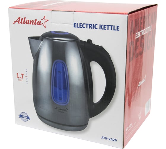 Металлический электрический чайник Atlanta ATH-2426 black