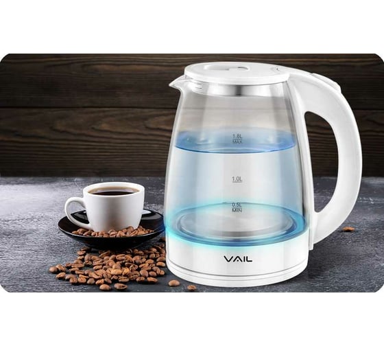 Электрический чайник Vail VL-5550 стекло, белый VL-5550 w