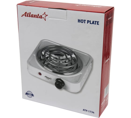 Одноконфорочная электроплитка Atlanta ATH-1734 white