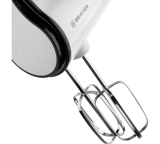 Миксер BRAYER Turbo 350 Вт, 5 скоростей, 2 венчика, 2 насадки для замеса, белый BR1300