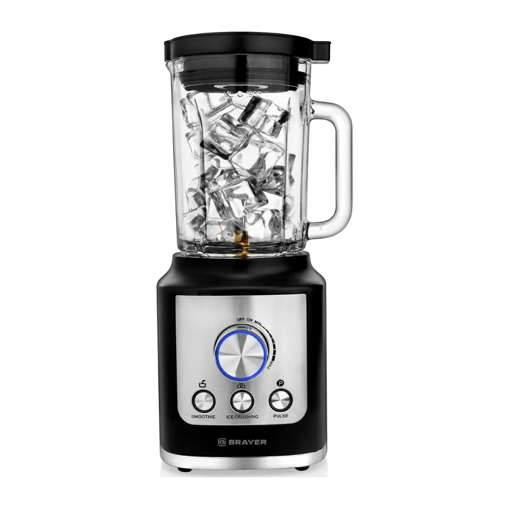 Настольный блендер BRAYER 1600 Вт, стеклянный, 1.8 л, 6 титан BR1200BK ...