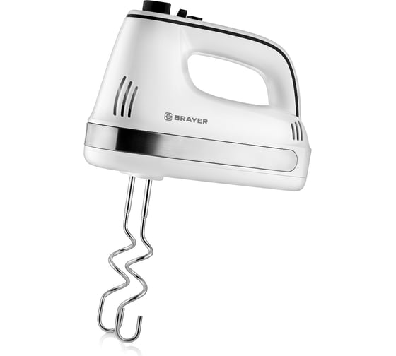Миксер BRAYER Turbo 250 Вт, 5 скоростей, 2 венчика, 2 насадки для замеса, белый BR1301