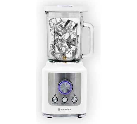 Настольный блендер BRAYER 1600 Вт, стеклянный, 1.8 л, 6 титановых ножей BR1200WH
