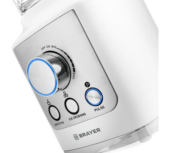 Настольный блендер BRAYER 1600 Вт, стеклянный, 1.8 л, 6 титановых ножей BR1200WH