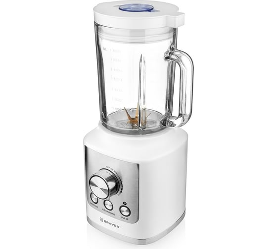 Настольный блендер BRAYER 1600 Вт, стеклянный, 1.8 л, 6 титановых ножей BR1200WH