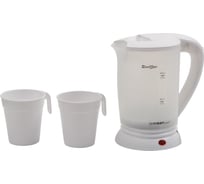 Чайник FIRST дорожный, пластиковый, дисковый, 0.5 л, 2 чашки, White FA-5425-2-WI