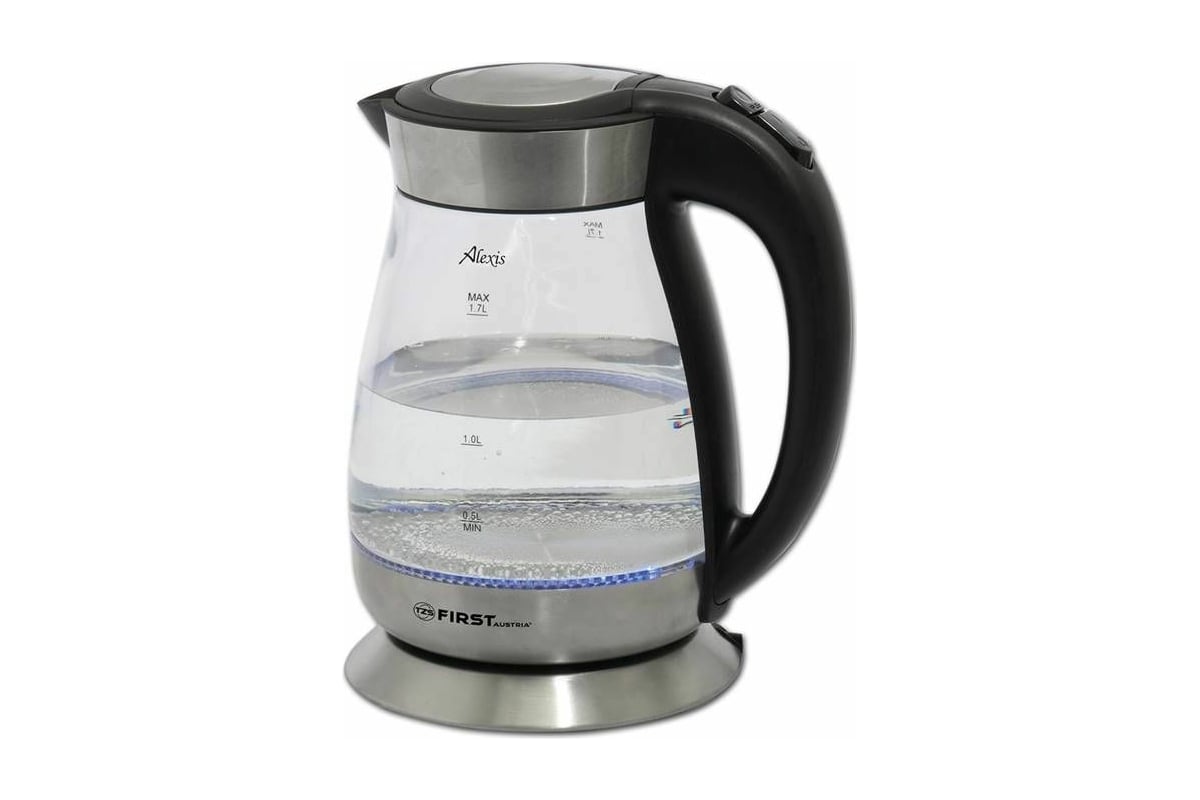 Чайник FIRST стеклянный, емкость 1.7 л, мощность 2200 Вт FA-5406 Black ...