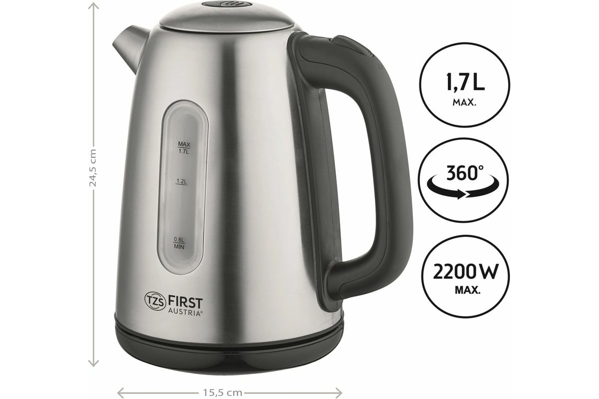 Чайник FIRST емкость 1.7 л, мощность 2200 Вт FA-5409-6 Stell - выгодная ...