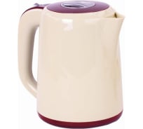 Чайник SONNEN KT-002 1.7 л, 2200 Вт, закрытый нагревательный элемент, пластик, бежевый/красный 451711
