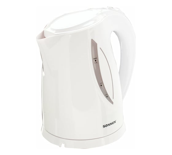 Чайник SONNEN KT-1758 1.7 л, 2200 Вт, закрытый нагревательный элемент, пластик, белый 453415