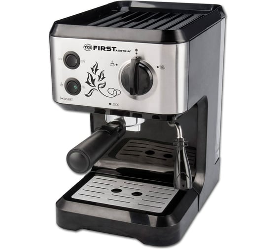 Кофеварка FIRST 1050 Вт, 15 бар, 1.25 л, капучинатор FA-5476-1 Black
