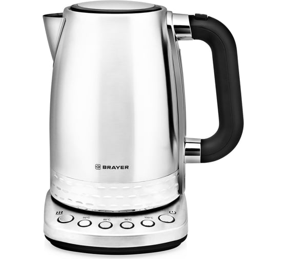 Электрический чайник BRAYER 2200 Вт, 1.7 л, нержавеющая сталь, t 70-100, поддержка t 2 часа, фильтр BR1002