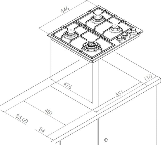 Газовая варочная поверхность Monsher MHG 62 X 76008
