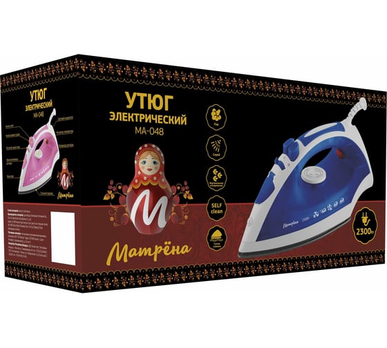 Утюг Матрёна МА-048 синий, 2300Вт, пар, спрей, паровой удар, стальная подошва 007194