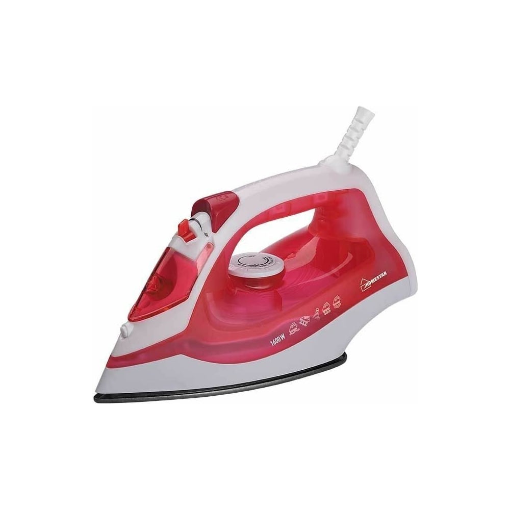 Утюг HomeStar HS-4006 красный, 1600 Вт, паровой удар, вертикальное ...