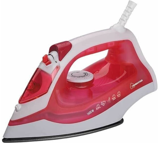 Утюг HomeStar HS-4006 красный, 1600 Вт, паровой удар, вертикальное отпаривание, спрей, тефлоновая подошва 005584