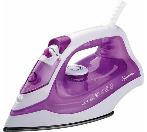 Утюг HomeStar HS-4006 фиолетовый, 1600 Вт, паровой удар, вертикальное отпаривание, спрей, тефлоновая подошва 005583