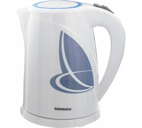 Чайник SONNEN KT-1767 1.8л 2200Вт закрытый нагревательный элемент пластик белый/синий 453416