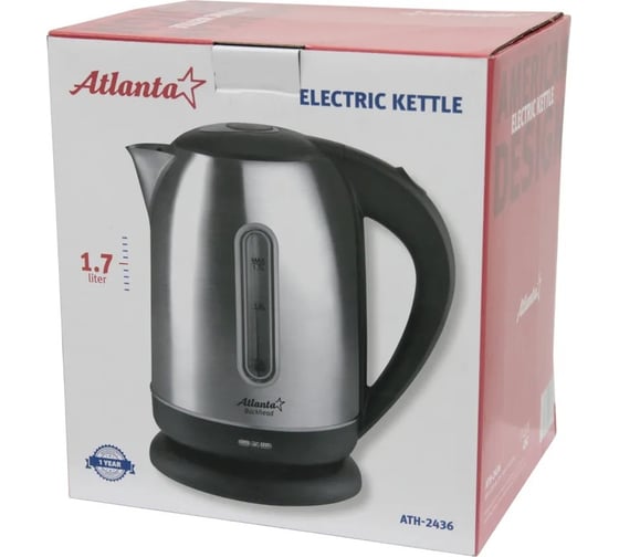 Металлический электрический чайник Atlanta ATH-2436 black