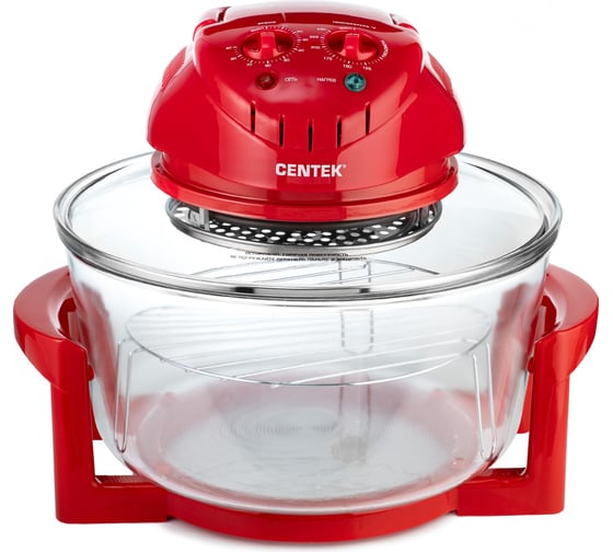 Аэрогриль Centek 12 л, 5 л 1400 Вт, таймер 90 мин, max 250, 2 решетки CT-1456 RED