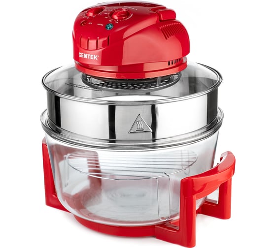 Аэрогриль Centek 12 л, 5 л 1400 Вт, таймер 90 мин, max 250, 2 решетки CT-1456 RED