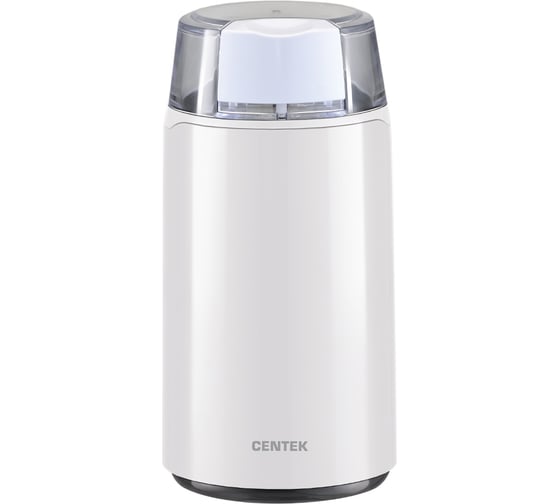 Кофемолка Centek белый 250 Вт, 45 г, 5 чашек ароматного кофе, прозрачная крышка CT-1360 White