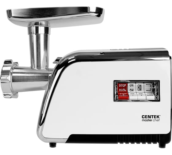 Мясорубка Centek 2000 Bт, соковыжималка, нож + диски 2 шт из литой стали, реверс белый/хром CT-1602 Juice