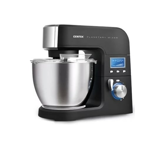 Планетарный миксер Centek PRO 1500 Вт, литой алюминиевый корпус, 5.5 л, таймер, LCD дисплей, подсв CT-1138