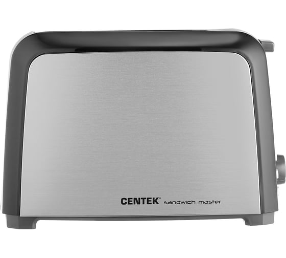 Тостер Centek черный/стальной 750 Вт, 7 степеней прожарки, 2 тоста, поддон, стоп, подогрев, разморозка CT-1429
