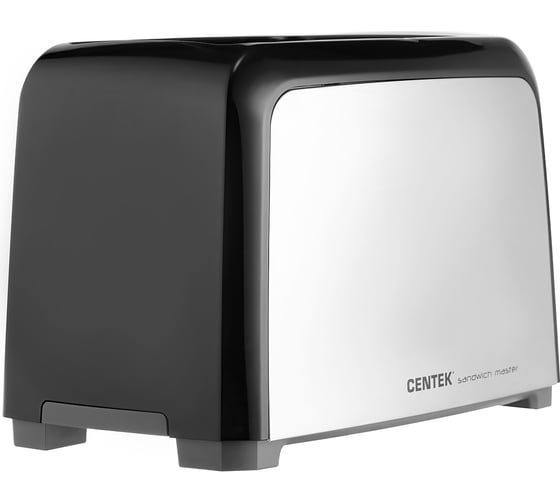 Тостер Centek черный/стальной 750 Вт, 7 степеней прожарки, 2 тоста, поддон, стоп, подогрев, разморозка CT-1429