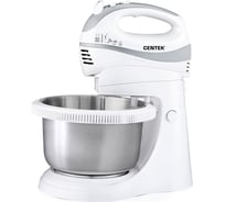 Миксер Centek с чашей белый/сталь 320 Вт стальная чаша 3.5 л, 5 скоростей + турбо CT-1107