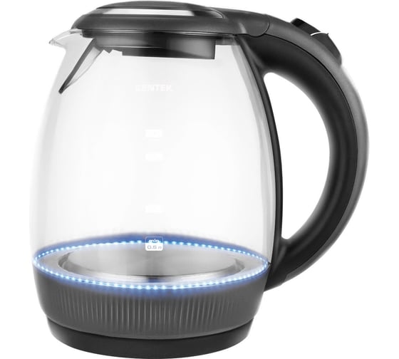 Чайник Centek стекло 1.7 л, 2200 Вт, LED подсветка, защита от перегрева, фильтр от накипи CT-0008