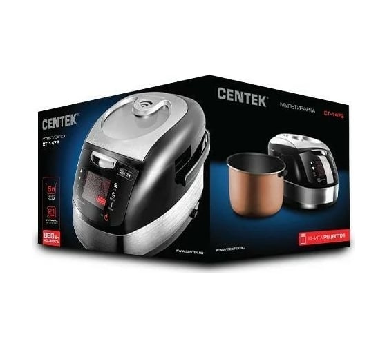 Мультиварка Centek Ceramic черный/сталь 860 Вт, 5 л, LED, 21 программа CT-1472
