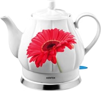 Чайник Centek RED GERBER 2.0 л, 2000 Вт, белая керамика, рельефный корпус CT-0062