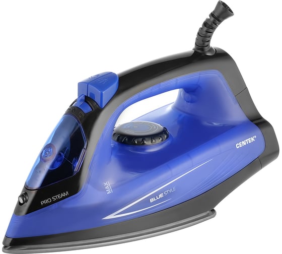 Утюг Centek 1800 Вт, антипригар подошва, 200 мл, паровой удар, самоочистка CT-2360 BLUE