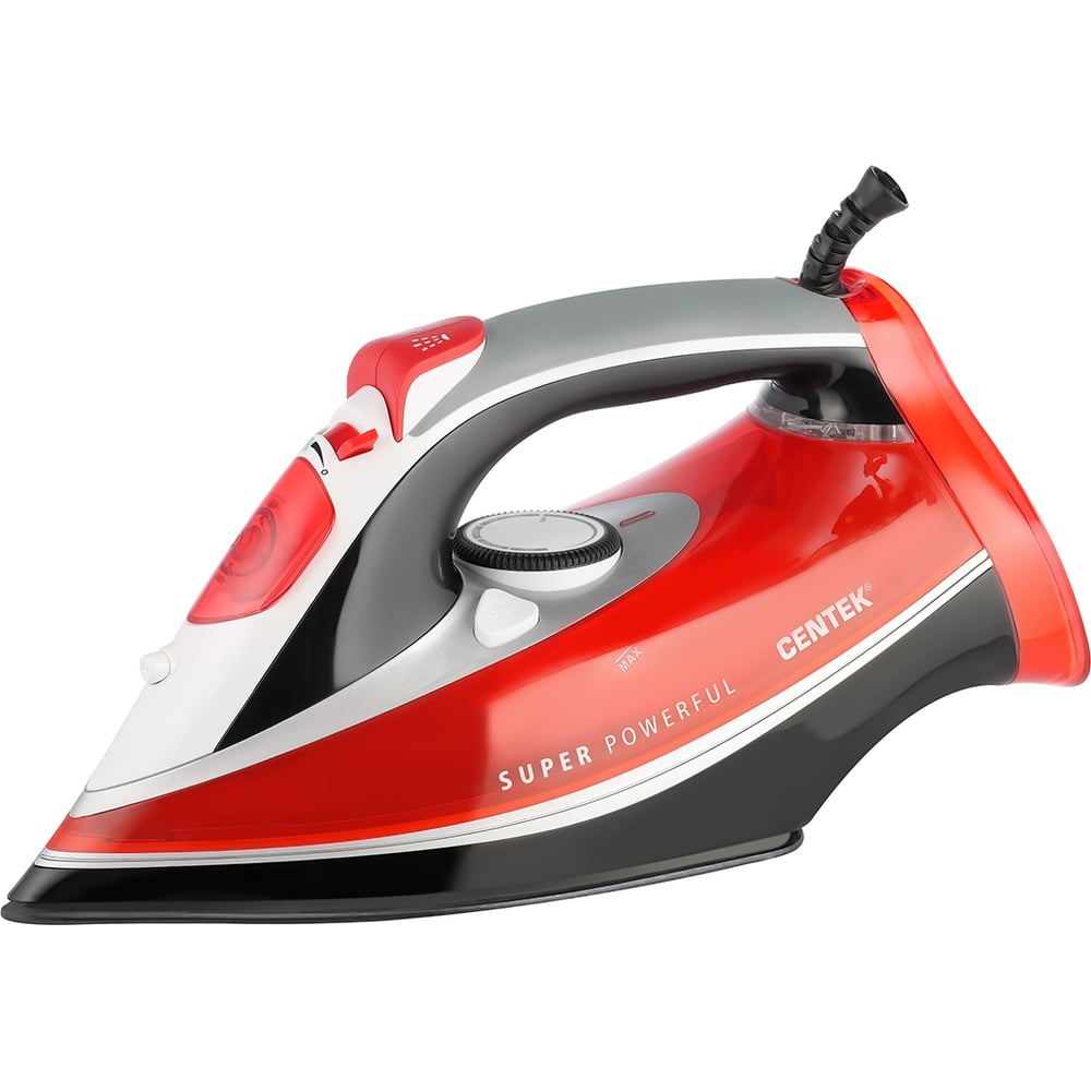 Утюг Centek красный 3000 Вт, мощный паровой удар, керамическая подошва ...