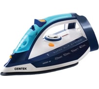 Утюг Centek синий 2200 Вт, керамическая подошва, 250 мл, паровой удар, самоочистка CT-2356