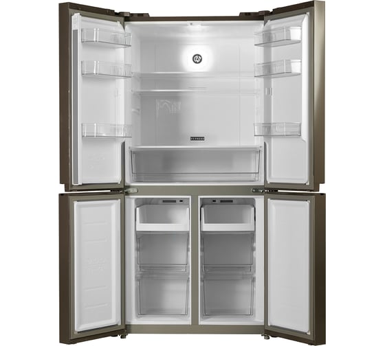 Холодильник Centek Total NF 456 л (153 л/303 л) 655x833x1775 мм, стекло, 4 двери CT-1756 Beige Glass