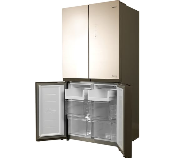 Холодильник Centek Total NF 456 л (153 л/303 л) 655x833x1775 мм, стекло, 4 двери CT-1756 Beige Glass