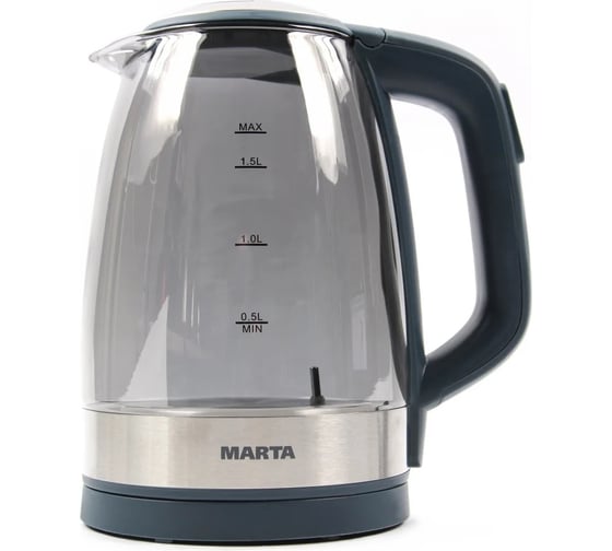 Стеклянный чайник MARTA серый мрамор MT-1088 36004